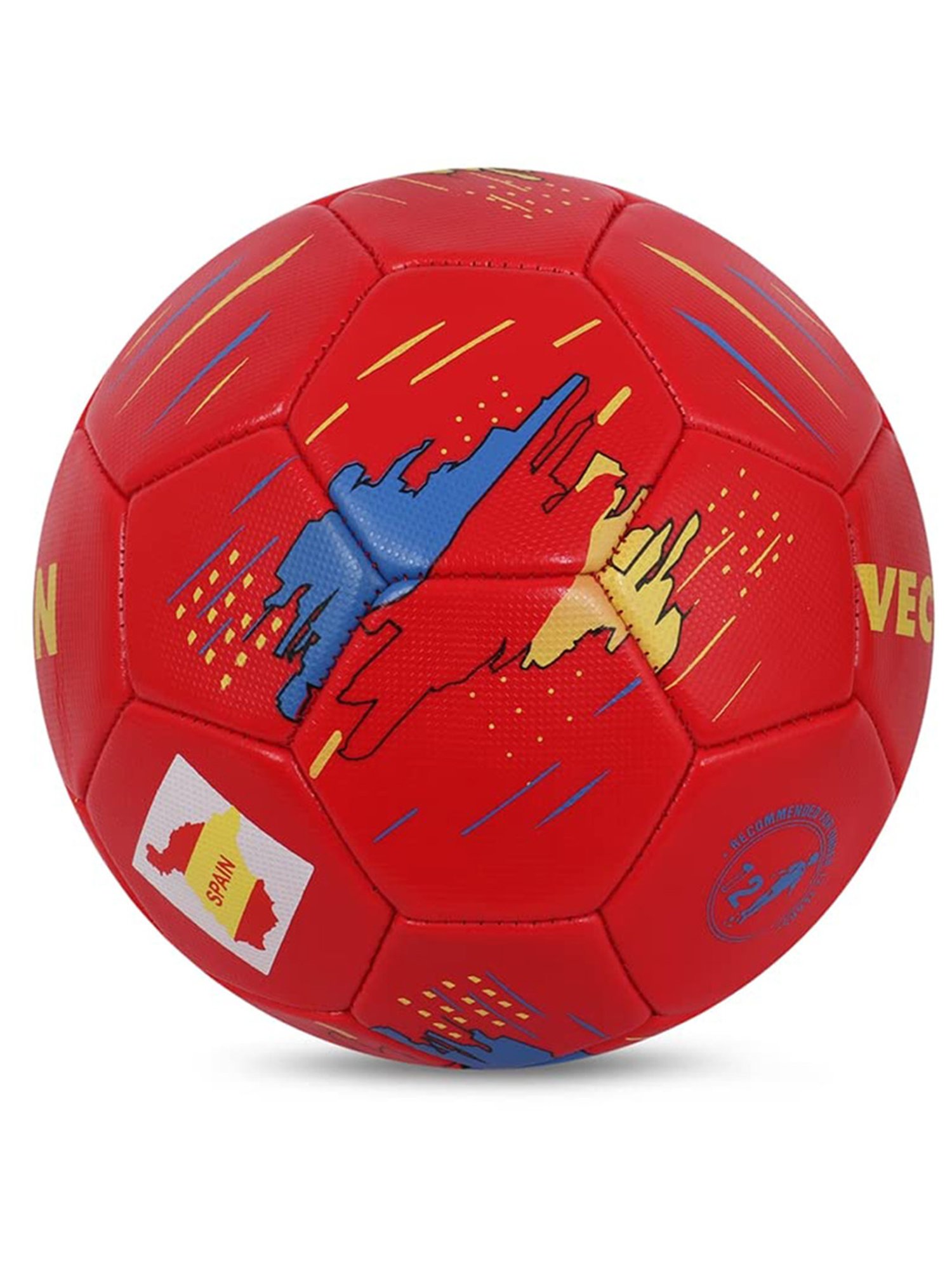 Vector X Spain Machine Stitched Embose PVC Football (Red) Size - 5