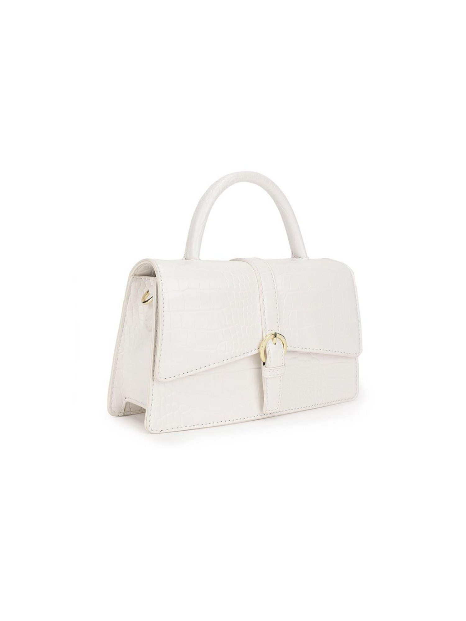 Tyra Isla White Textured Faux Leather Satchel Handbag