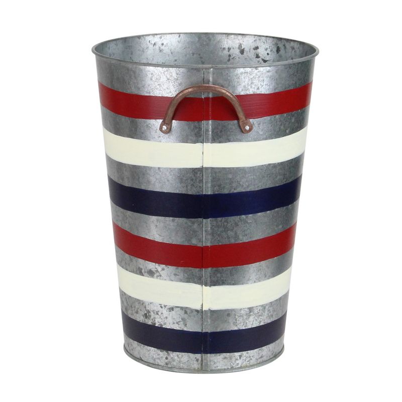 Transpac 12" Stripes Patriotic Outdoor Garden Planter Bucket - Red/Blue