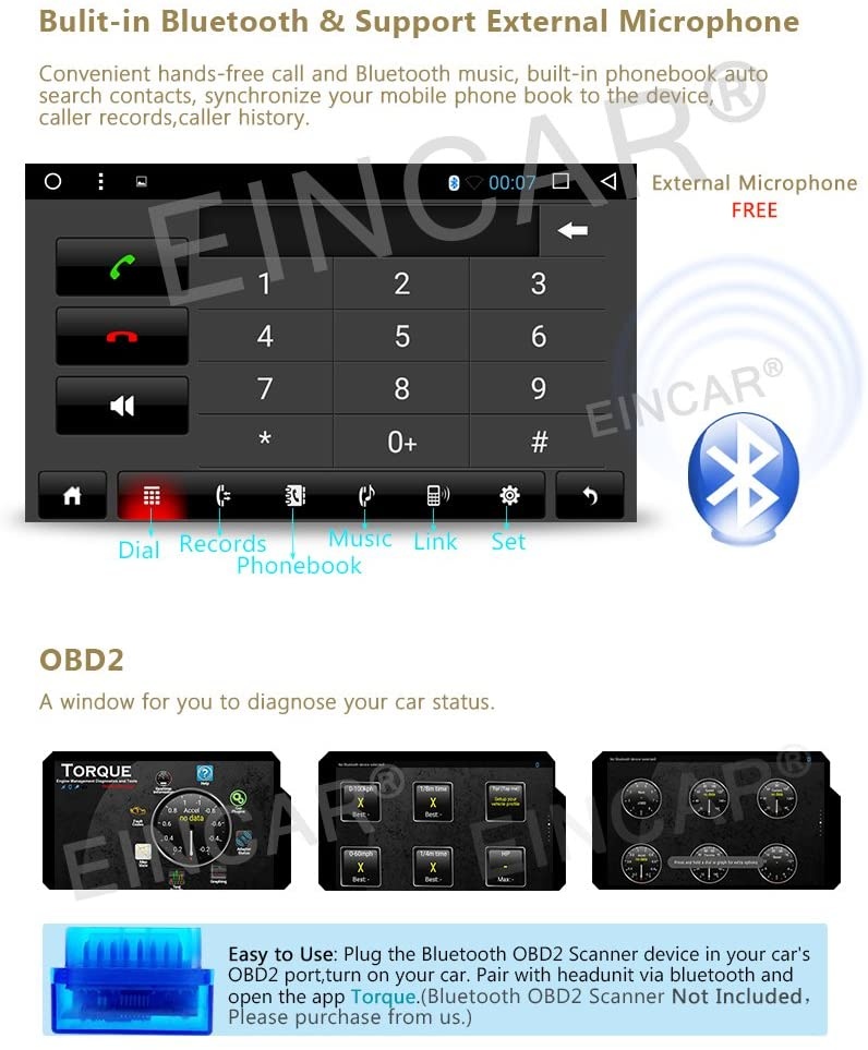 New Double 2 din Android Car Stereo 10.1 inch Full Touch Screen GPS Navigation System in Dash No DVD Player Bluetooth Car Radio Subwoofer Video Output Mirrorlink WiFi Headunit + Wireless Backup Camera