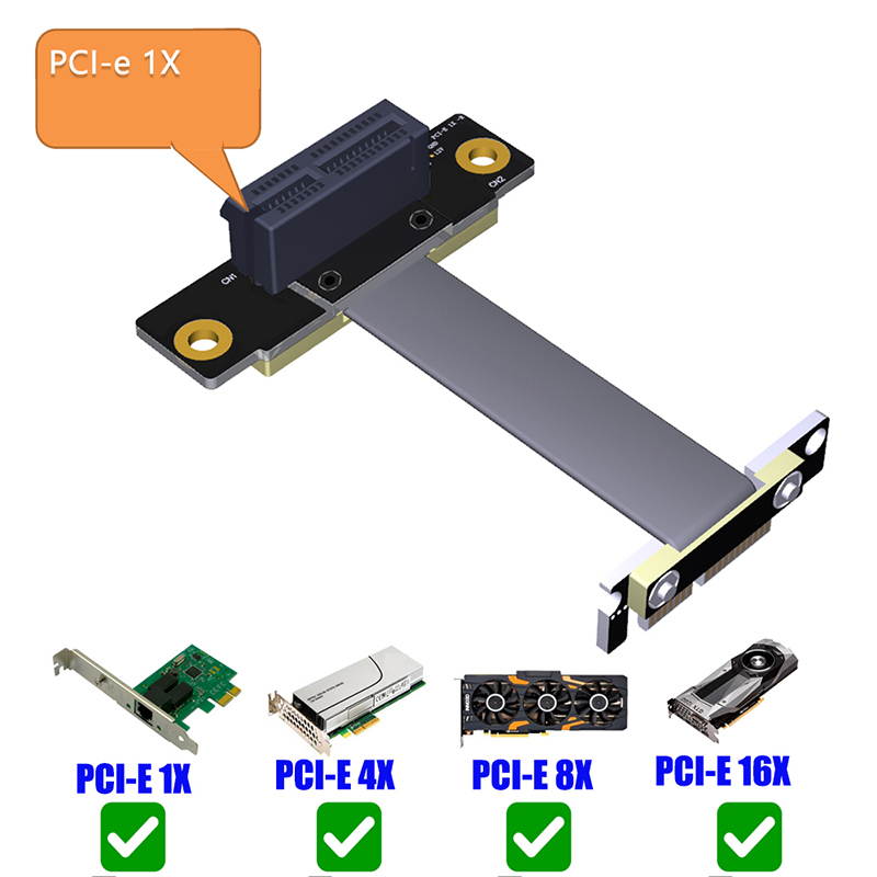 20CM PCIE X1 Riser Cable Dual 90 Degree Right Angle, PCIe 3.0 x1 to x1 Extension Cable 8Gbps PCI Express 1x Riser Card Ribbon Extender for BTC Miner Bitcoin Mining