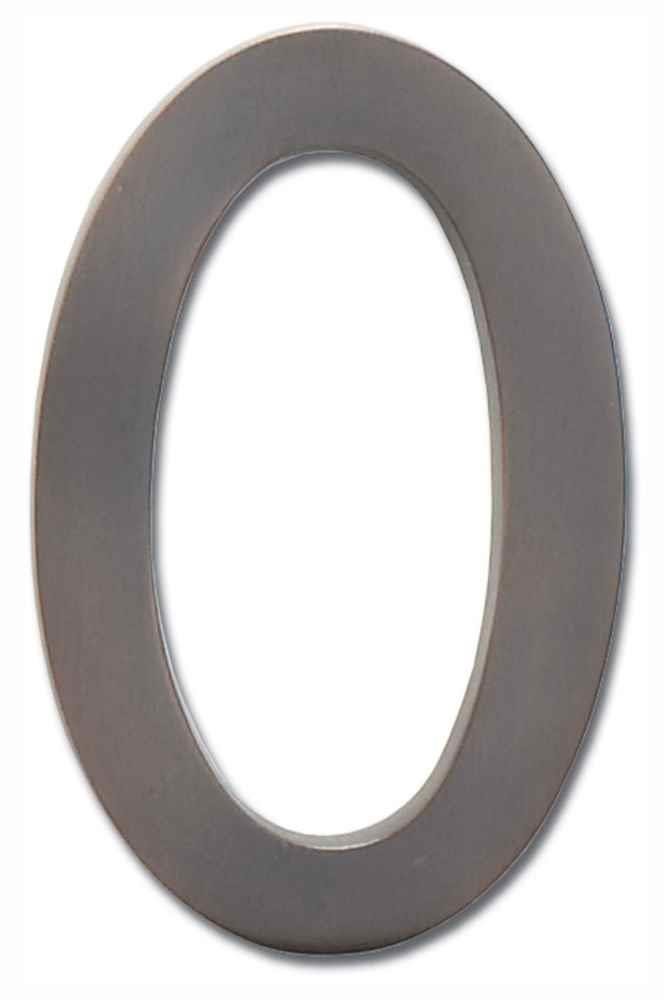 Architectural Mailboxes 3582DC Number 0 Solid Cast Brass 4 inch Floating House Number Dark Aged Copper "0"