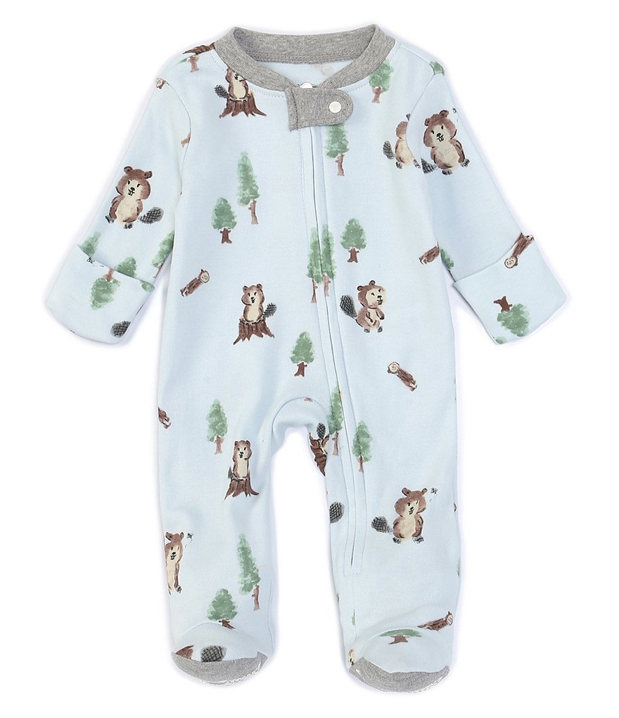 Burt's Bees Baby Boys Newborn-9 Months Long-Sleeve Busy Beaver Sleep & Play Organic Footed Coverall