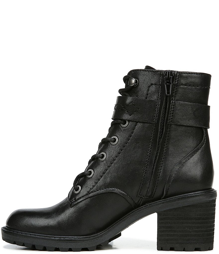 Zodiac Gemma Leather Buckle Strap Detail Lug Sole Block Heel Combat Booties