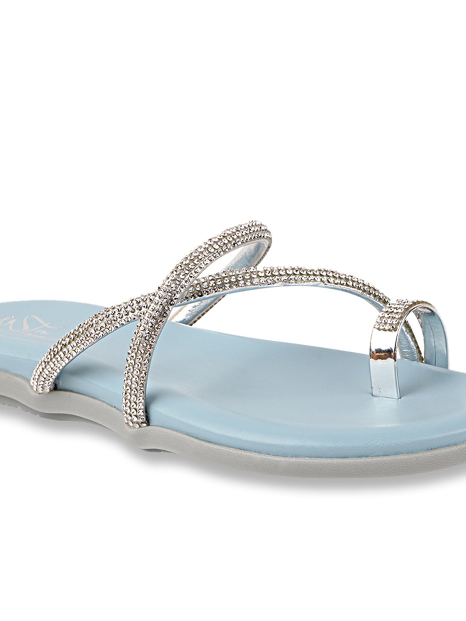 The White Pole Women's Blue Toe Ring Sandals