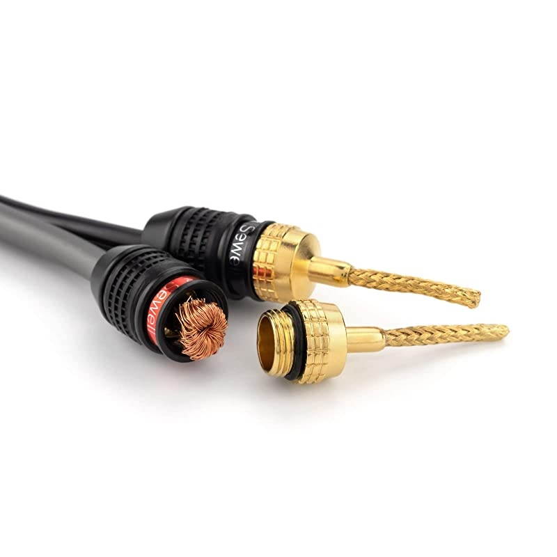 Flex Pin Banana Plugs for Spring Loaded Speaker Terminals, 6 Pairs Gold Plated Plugs