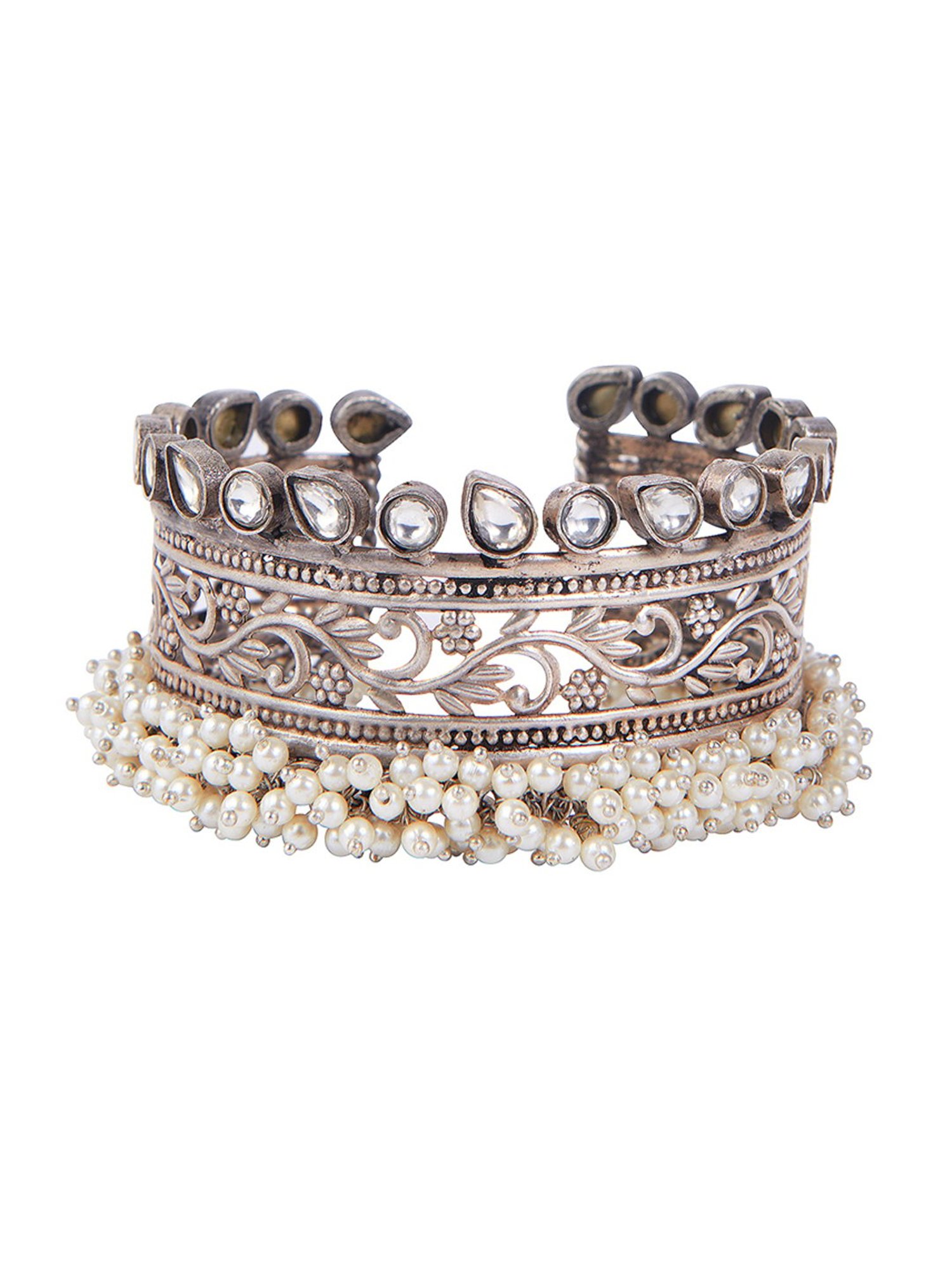 Curio Cottage Aria Oxidised Pearl Embellished Cuffs