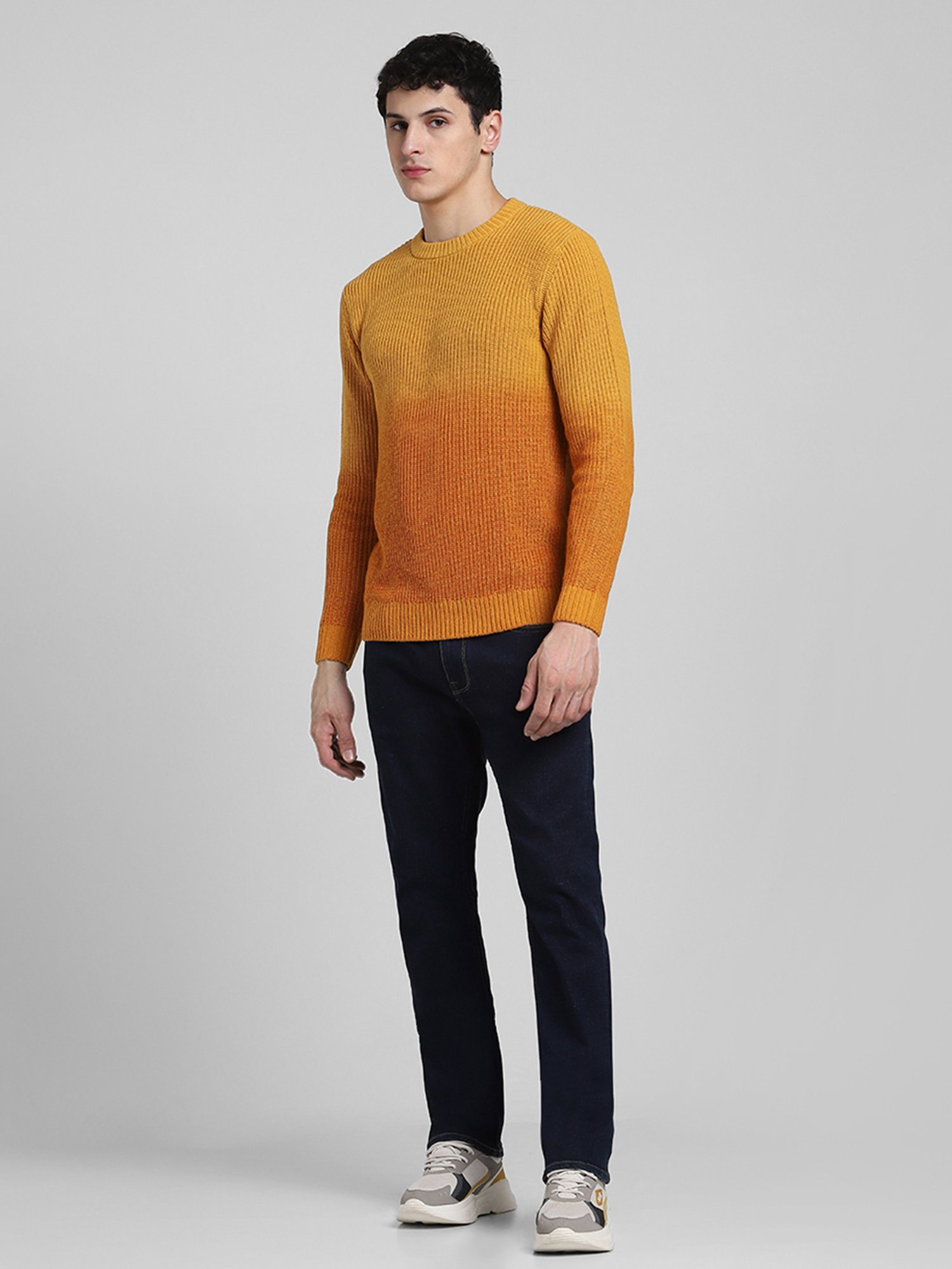 Jack & Jones Yellow Slim Fit Textured Sweater