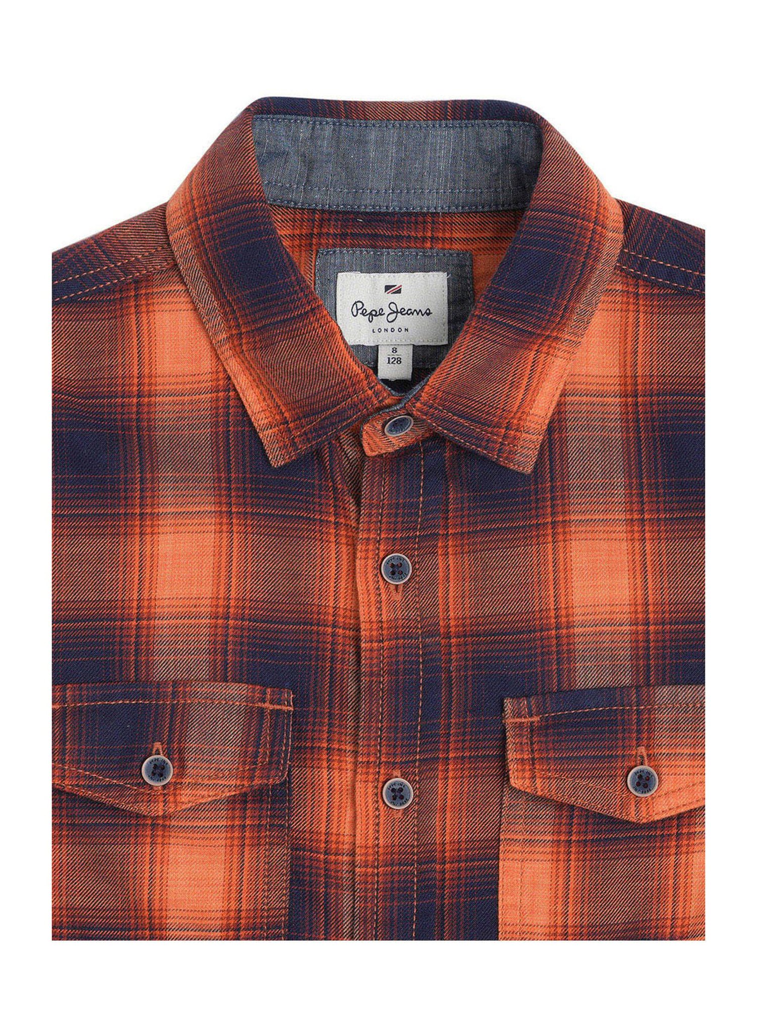 Pepe Jeans Kids Orange Checks Shirt