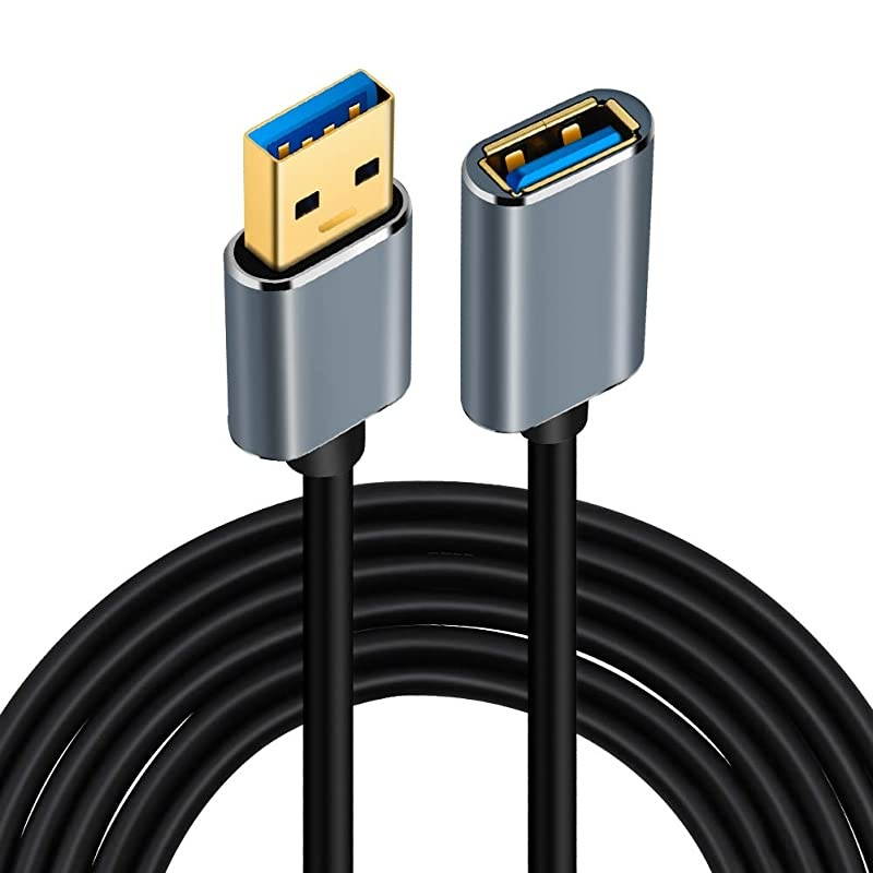 USB 3.0 Extension Cable 12ft, Aluminum Alloy USB Cable SuperSpeed USB 3.0 Type A Male to Female Extension Cord for Printer,Playstation, Xbox,USB Flash Drive,Card Reader, Hard Drive, Keyboard