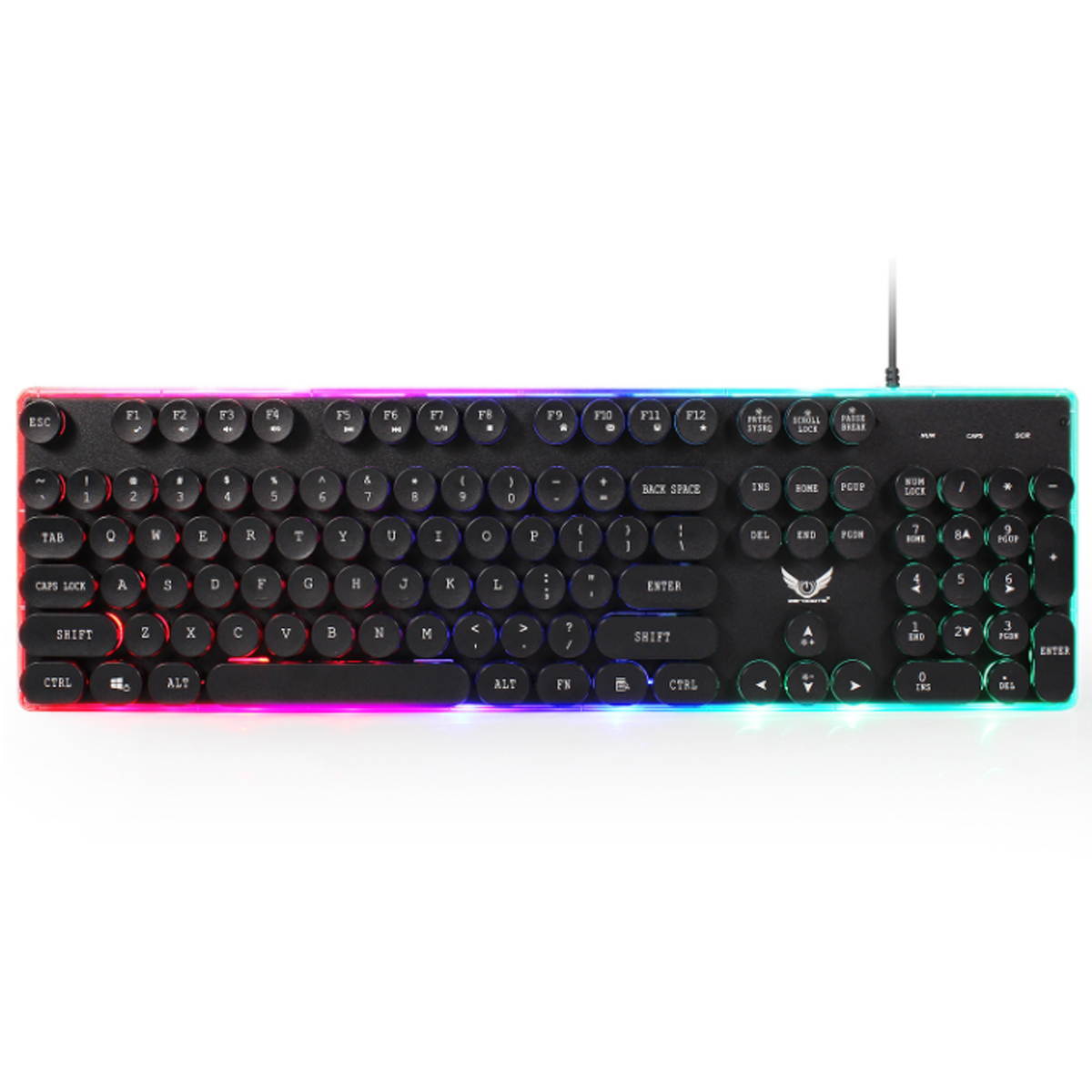 Gaming Keyboard 3 Color Backlit Keyboard USB Punk Keycaps Retro Style Gaming Competitive Office Notebook Gaming Keyboard, Black, GK28