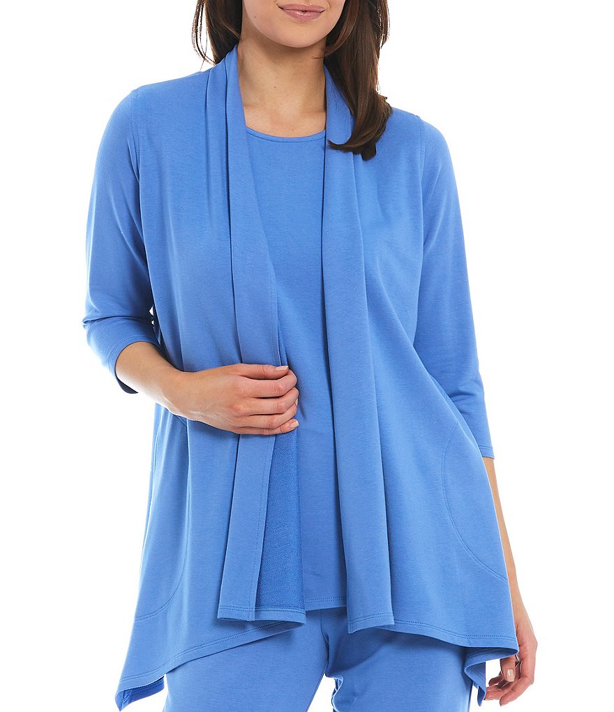 Caroline Rose French Terry Bamboo Side Draped Cardigan