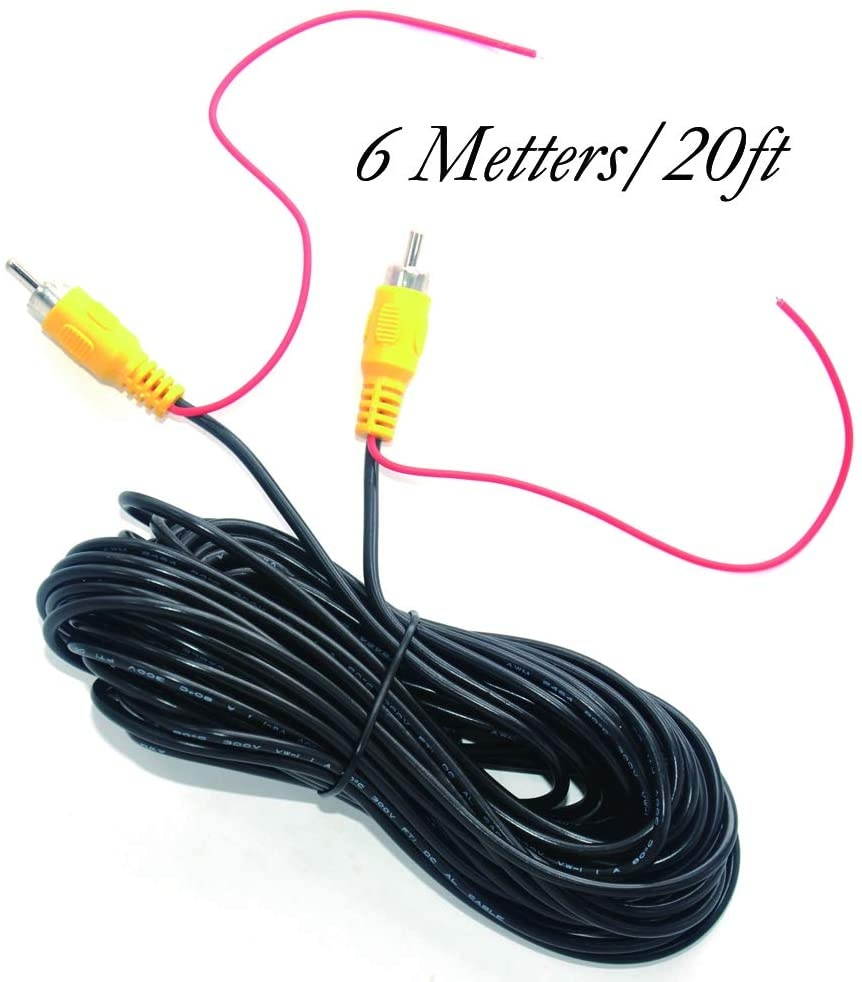 Padarsey Car Video Audio Extension Cord Cable with Detection Trigger Wire RCA Male to Male Plug Car Reverse Reversing Rear View Parking Backup Camera 6 Meters 20ft