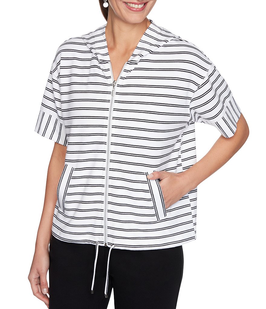 Ali Miles Petite Size Open Mesh Two Button Front 3/4 Sleeve Jacket