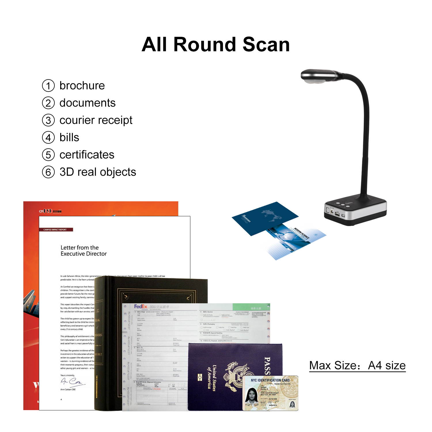 eloam Flexible arm Document Camera VH800AF for Education Presentation Solution,5 MegaPixel CMOS, High-Definition Digital Visual Presenter