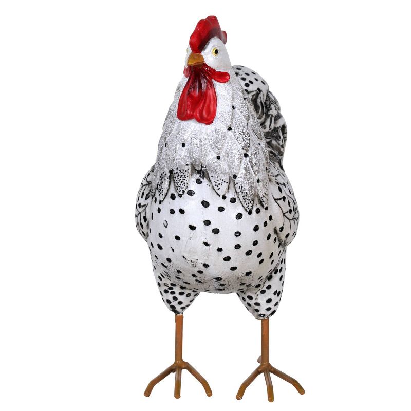 9.84" Resin Rooster Statue Black/White - Exhart