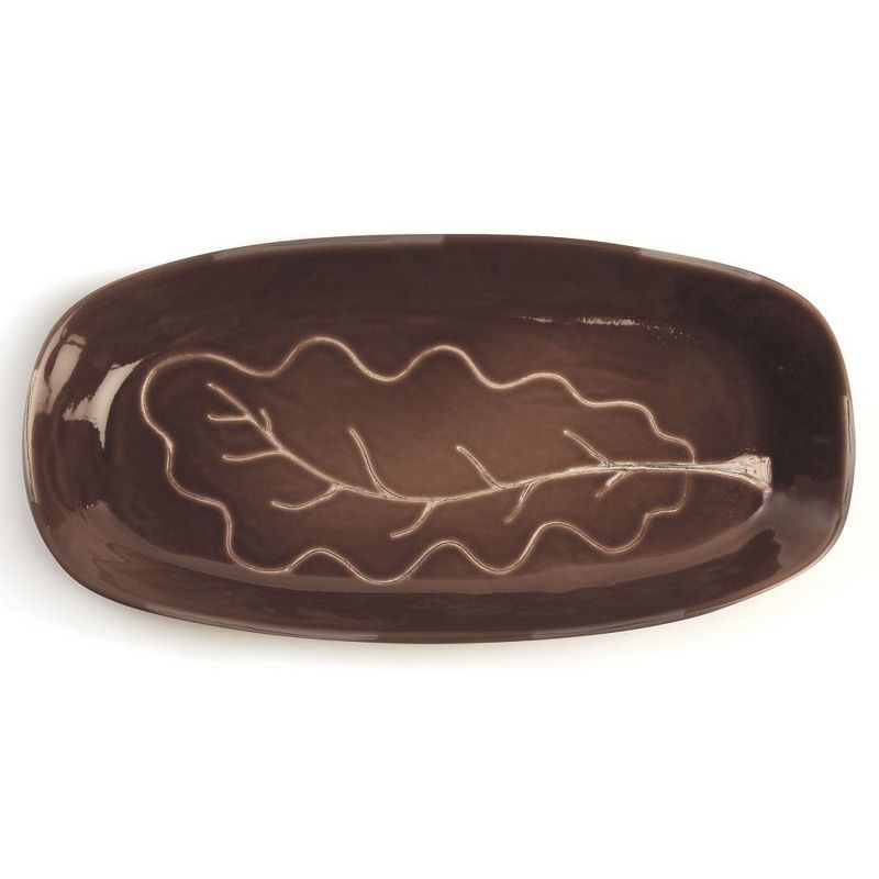Plum & Post Autumn Oak Leaf Platter Dark Brown