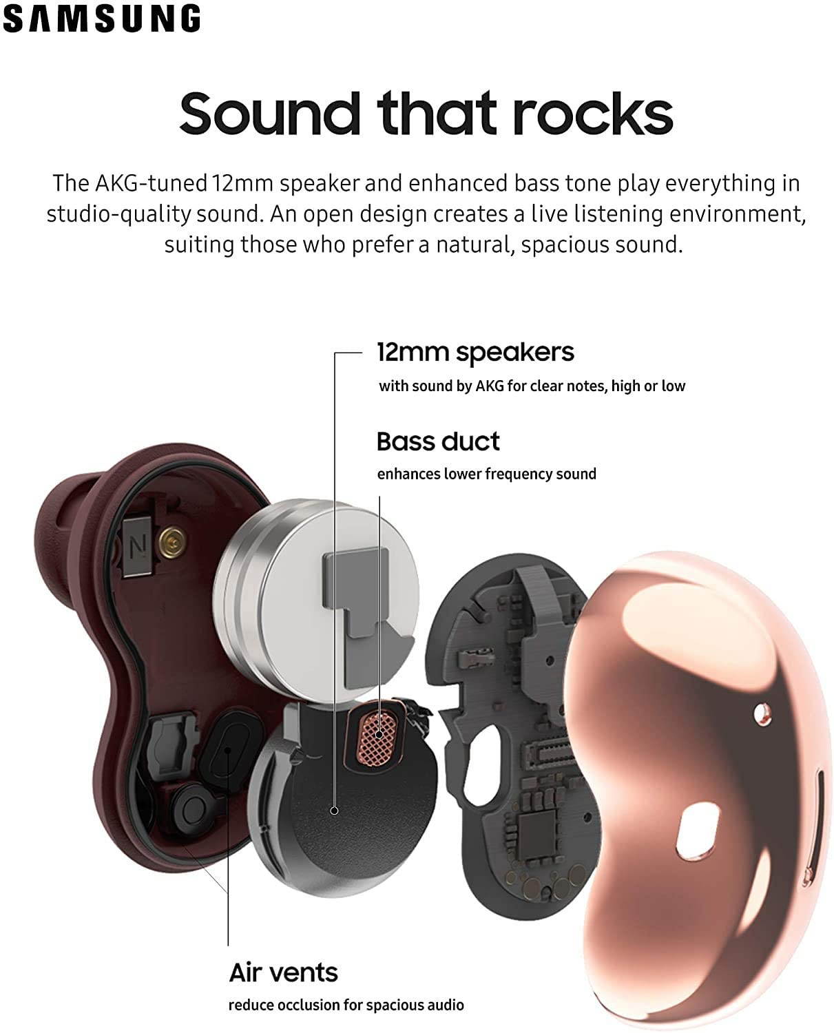 Samsung Galaxy Buds Live, True Wireless Earbuds with Active Noise Cancelling (Wireless Charging Case Included) - Bulk Packaging - Mystic Red