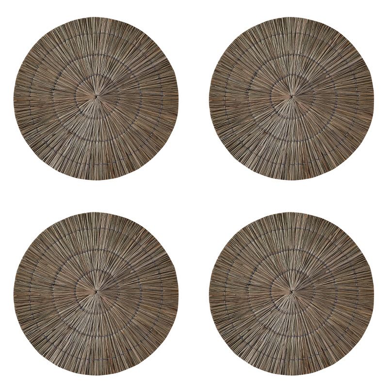 Split P Seagrass Round Placemat Set - Stone