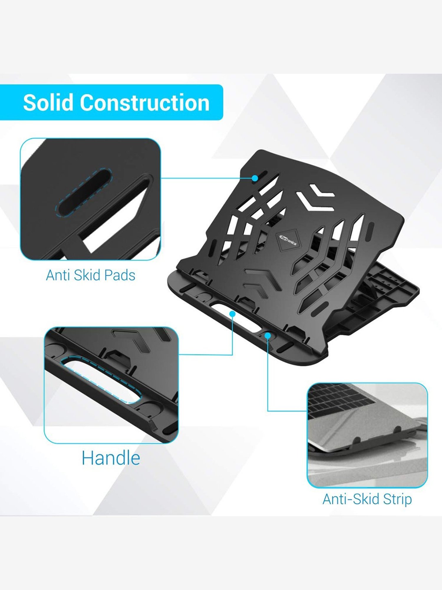 Portronics My Buddy Hexa 22 POR 1157 17 Inches Portable Laptop Stand (Black)