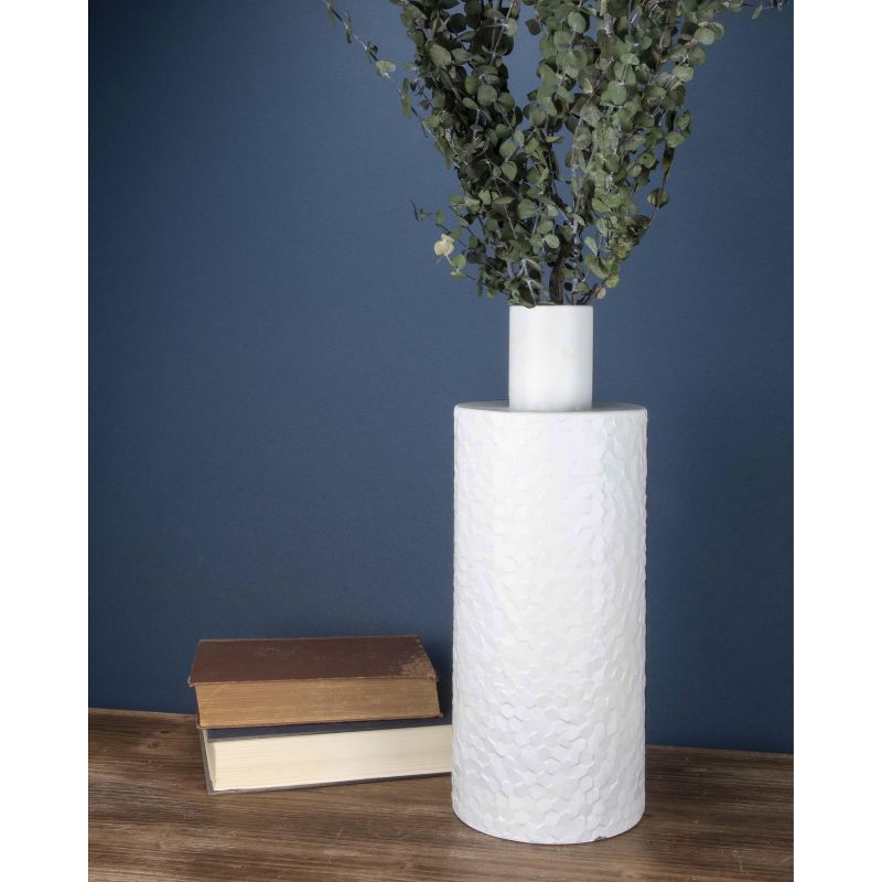 White Patterned Metal Decorative Vase - Foreside Home & Garden