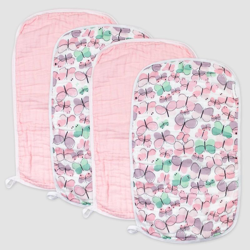 Honest Baby Girls' 4pk Organic Cotton Flutter Burp Cloth