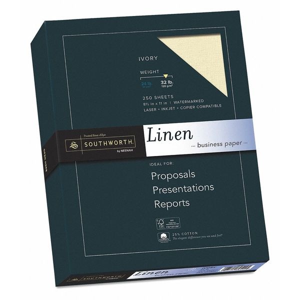 Southworth Company SOUJ568C Fine Linen Paper- 32 lb- 8-.50in.x11in.- 2- Ivory