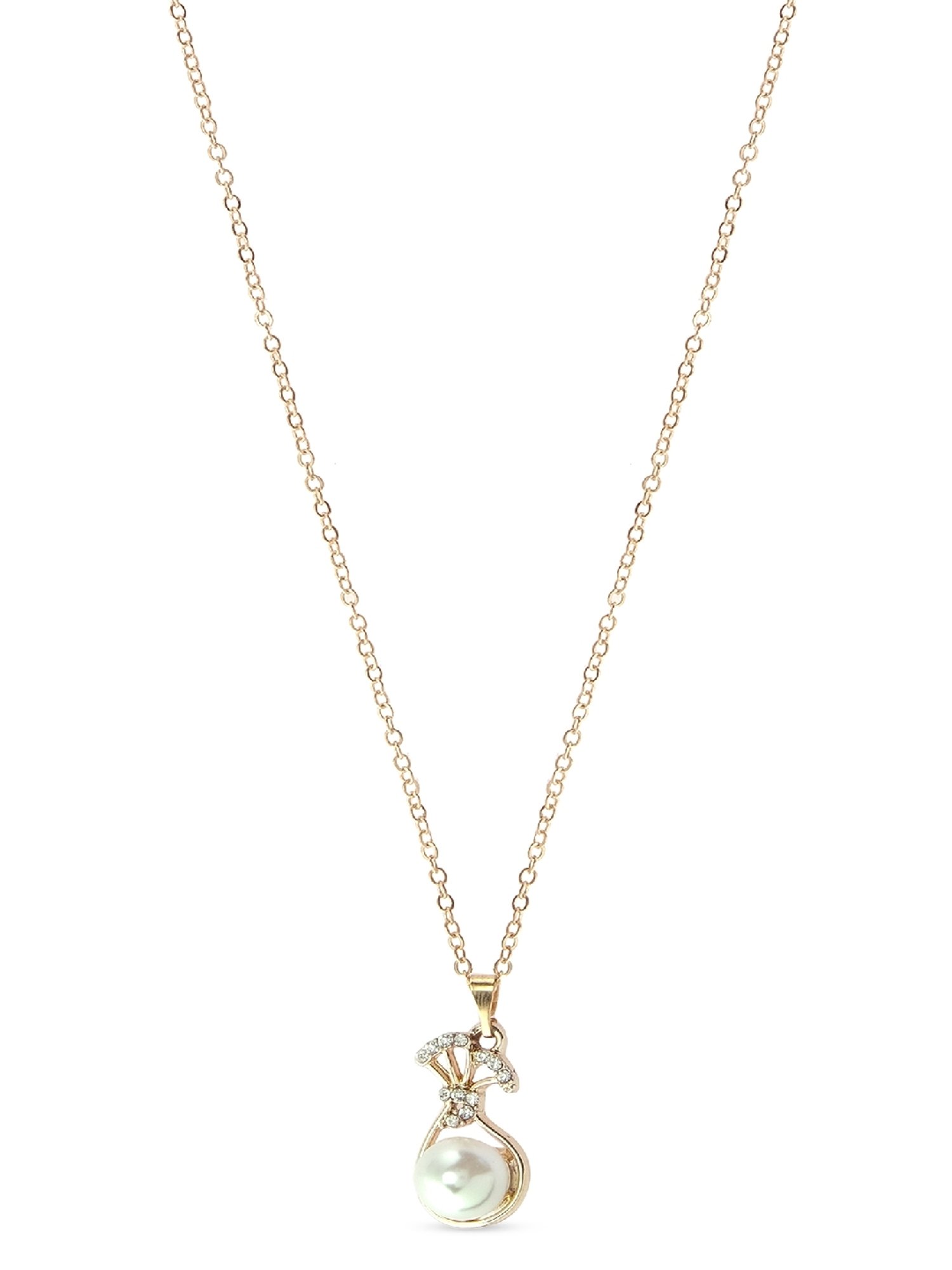 Jewelz Trendsetting Gold Western Necklace With Delicate white Pearl Charm for Women