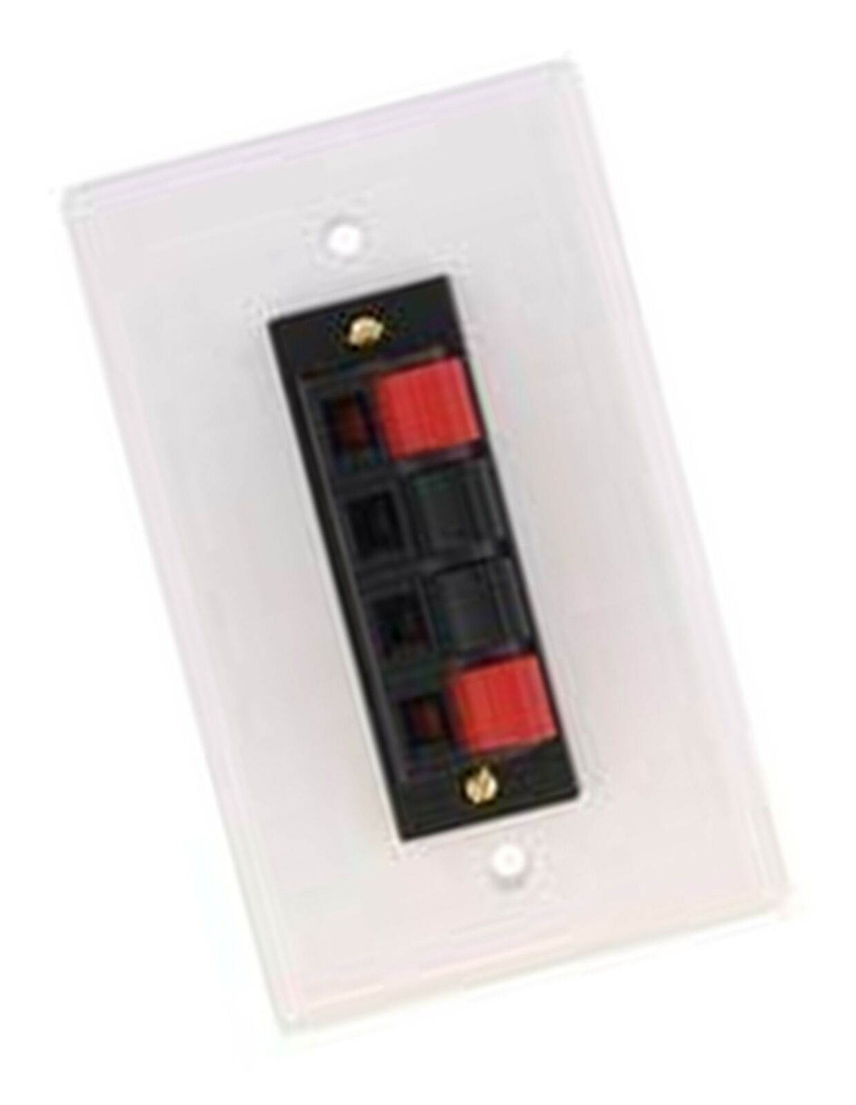 White 4 Terminal Spring Clip Wall Plate for Audio Speaker Wires