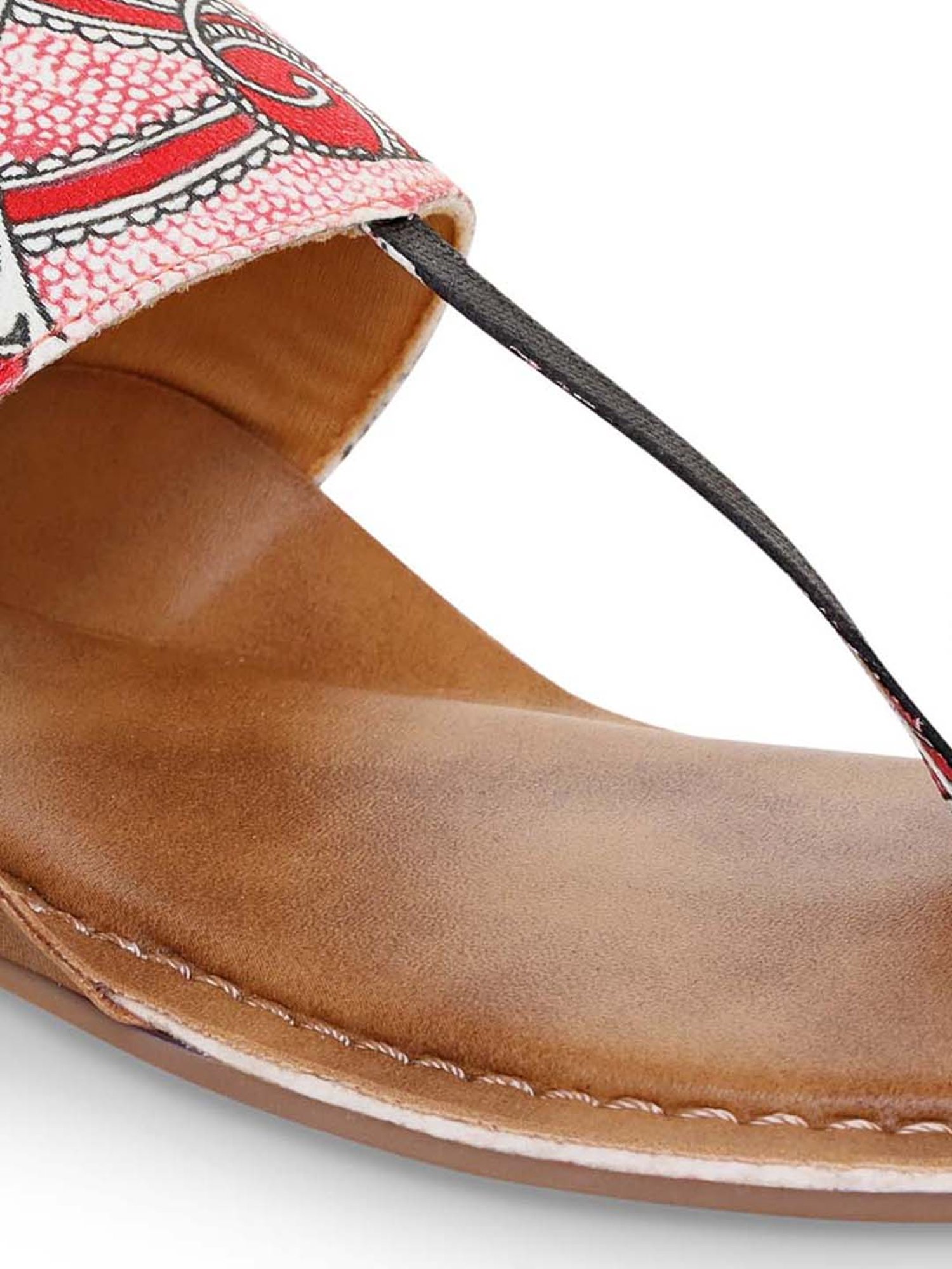 KANVAS Women's Kalamkari Peach Toe Ring Sandals