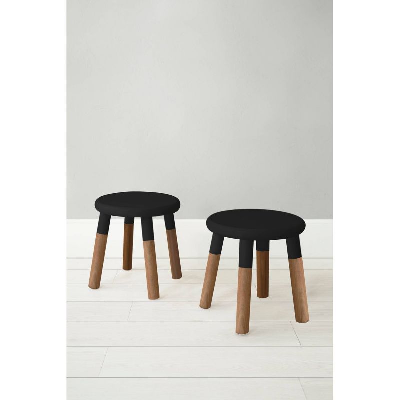 Set of 2 Peewee Wood Veneer Kids' Chairs Solid Walnut/Black - Nico & Yeye