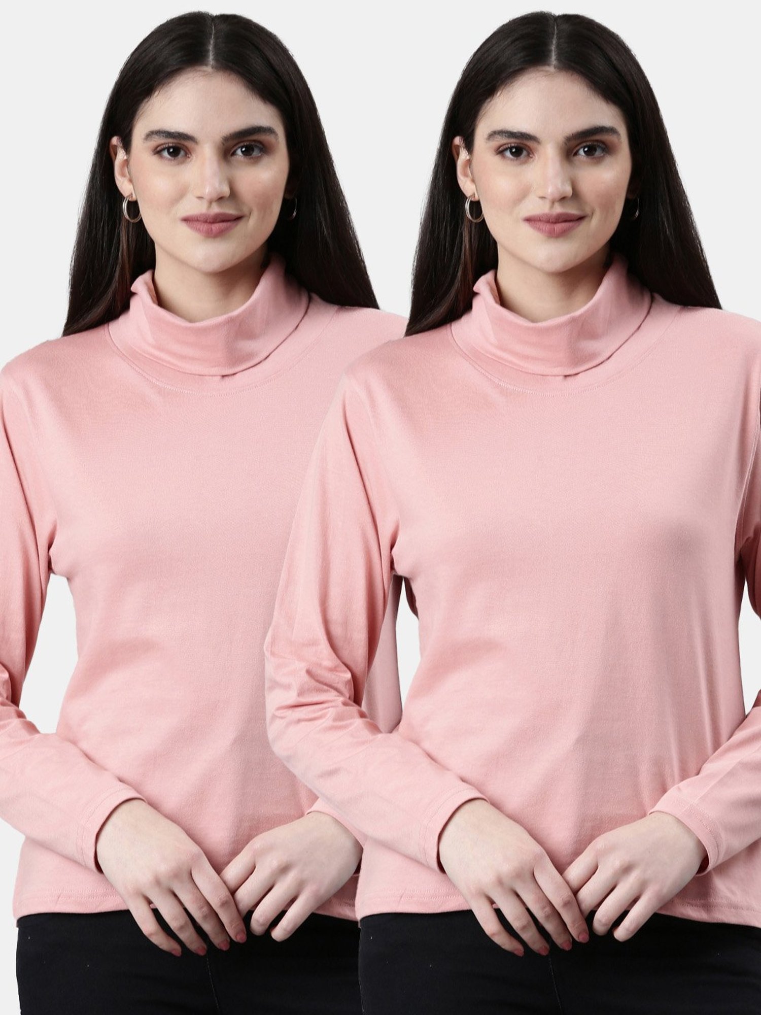 Kryptic Dusty Pink Cotton Regular Fit T-Shirt (Pack Of 2)