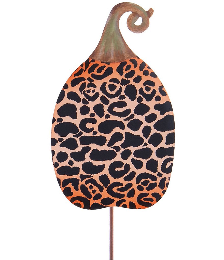 The Round Top Collection Festive Fall Collection Tall Classic Leopard Pumpkin Metal Sign