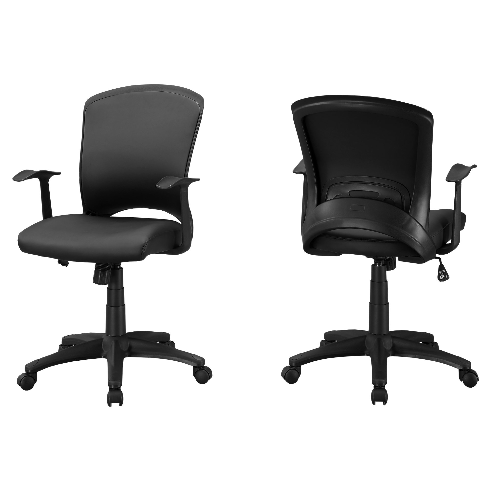 Monarch Specialties 24.5"L Contemporary Mid-Back Leather-Look Fabric Office Chair - Black