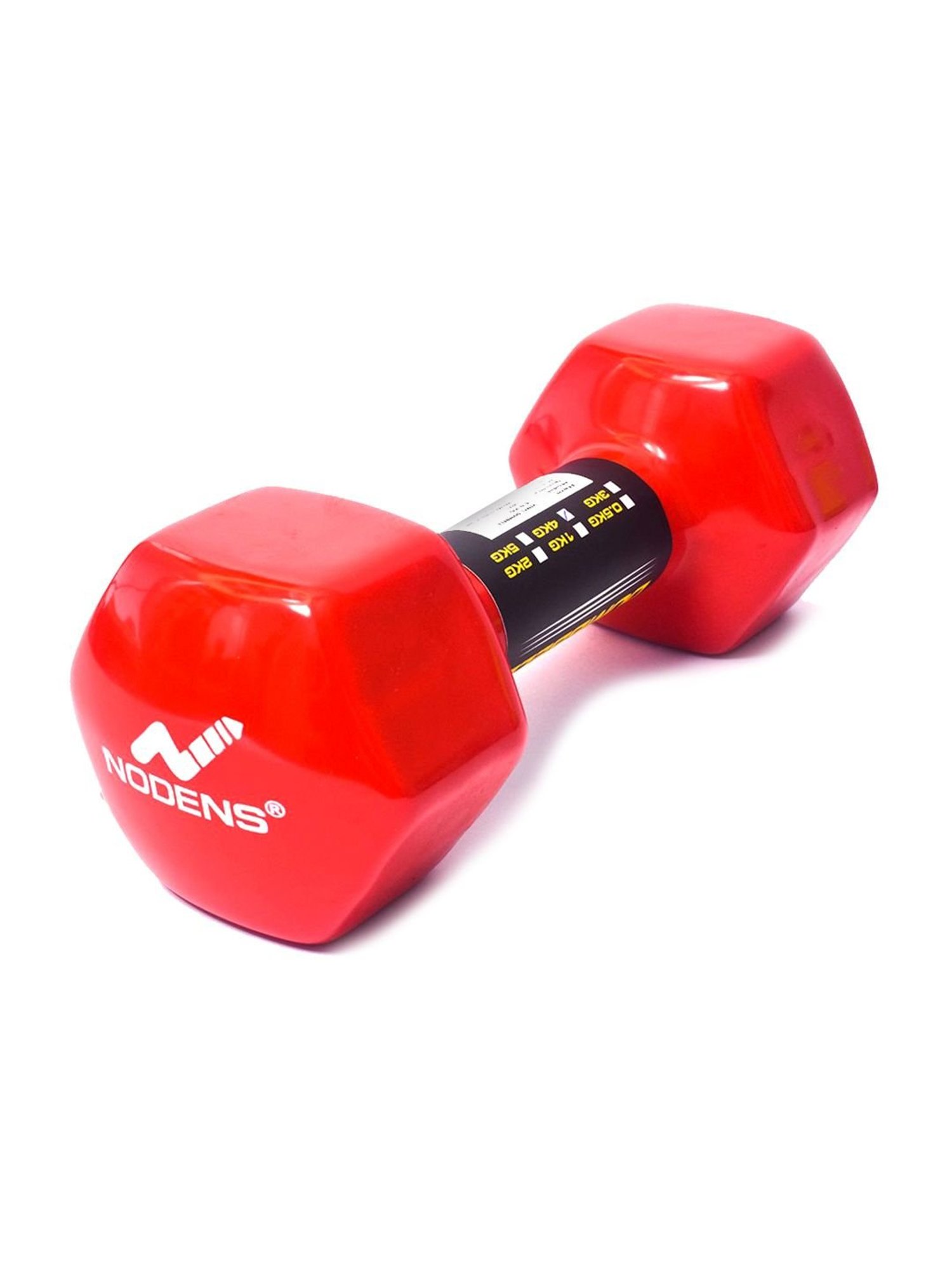 NODENS Red & Black PVC Vinyl Dumbbells (4 kg)