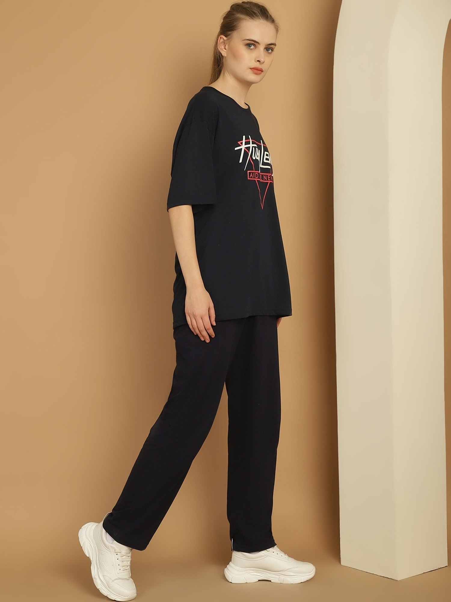 Vimal Jonney Black Cotton Printed T-Shirt & Track Pants Set