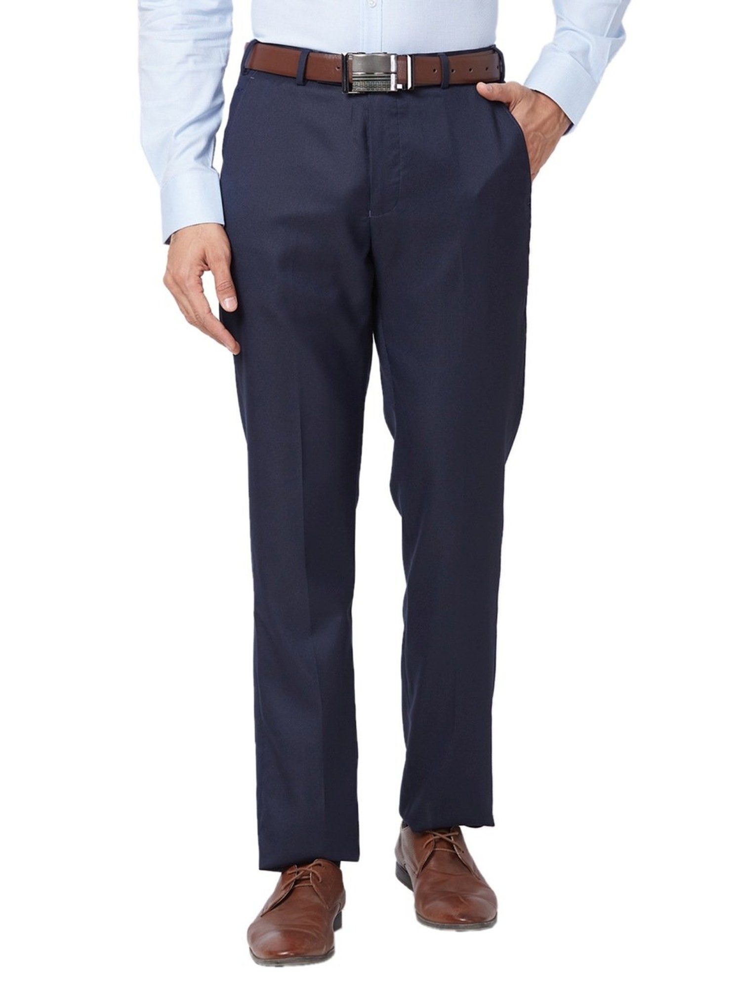 Park Avenue Blue Classic Fit Texture Trousers