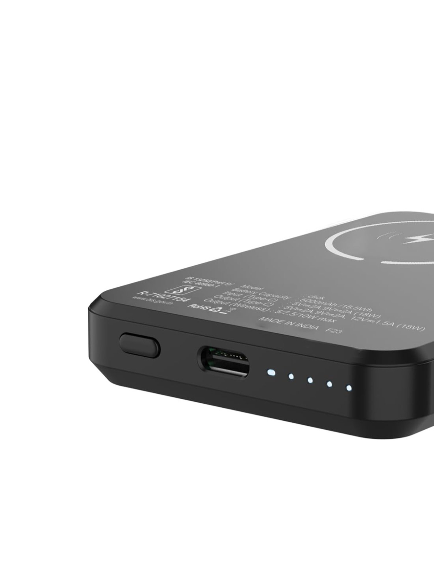 Stuffcool Click 5000mAh Magnetic Wireless Powerbank with 18W PD Type C Port (Matte Black)