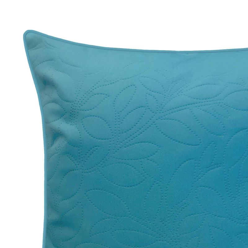 17" x 17" Quilted Petal Decorative Patio Throw Pillow Aqua - Edie@Home