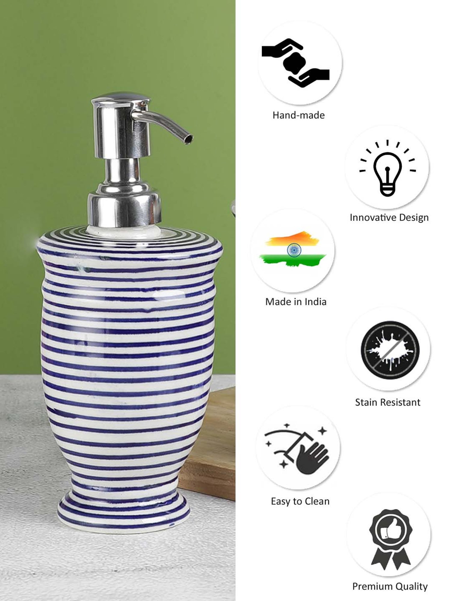 VarEesha Parikrama Blue & White Ceramic Bath Accessories - Set of 3