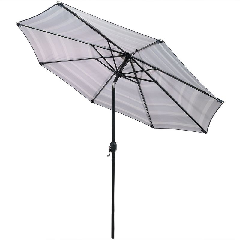 Sunnydaze Outdoor Aluminum Patio Umbrella with Push Button Tilt and Crank - 9' - Catalina Beach Stripe