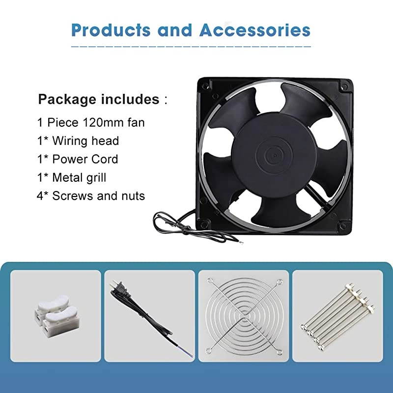 AXIAL Fan 12038, 110V 120V AC 120mm Fan, Ventilation Exhaust Projects Cooling Fan
