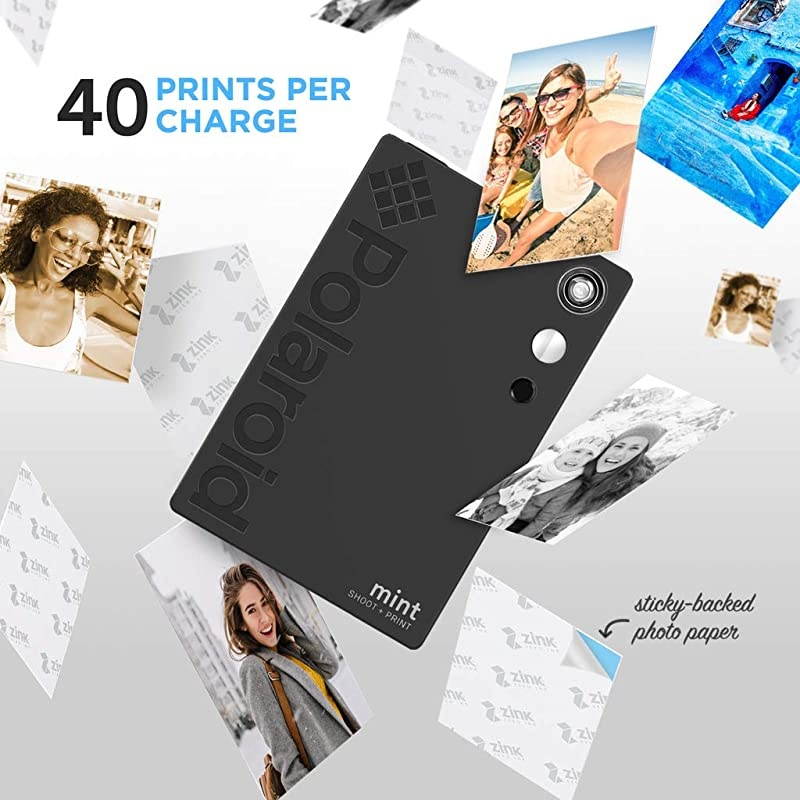 Polaroid Mint Instant Print Digital Camera (Black), Prints on  2x3 Sticky-Backed Photo Paper