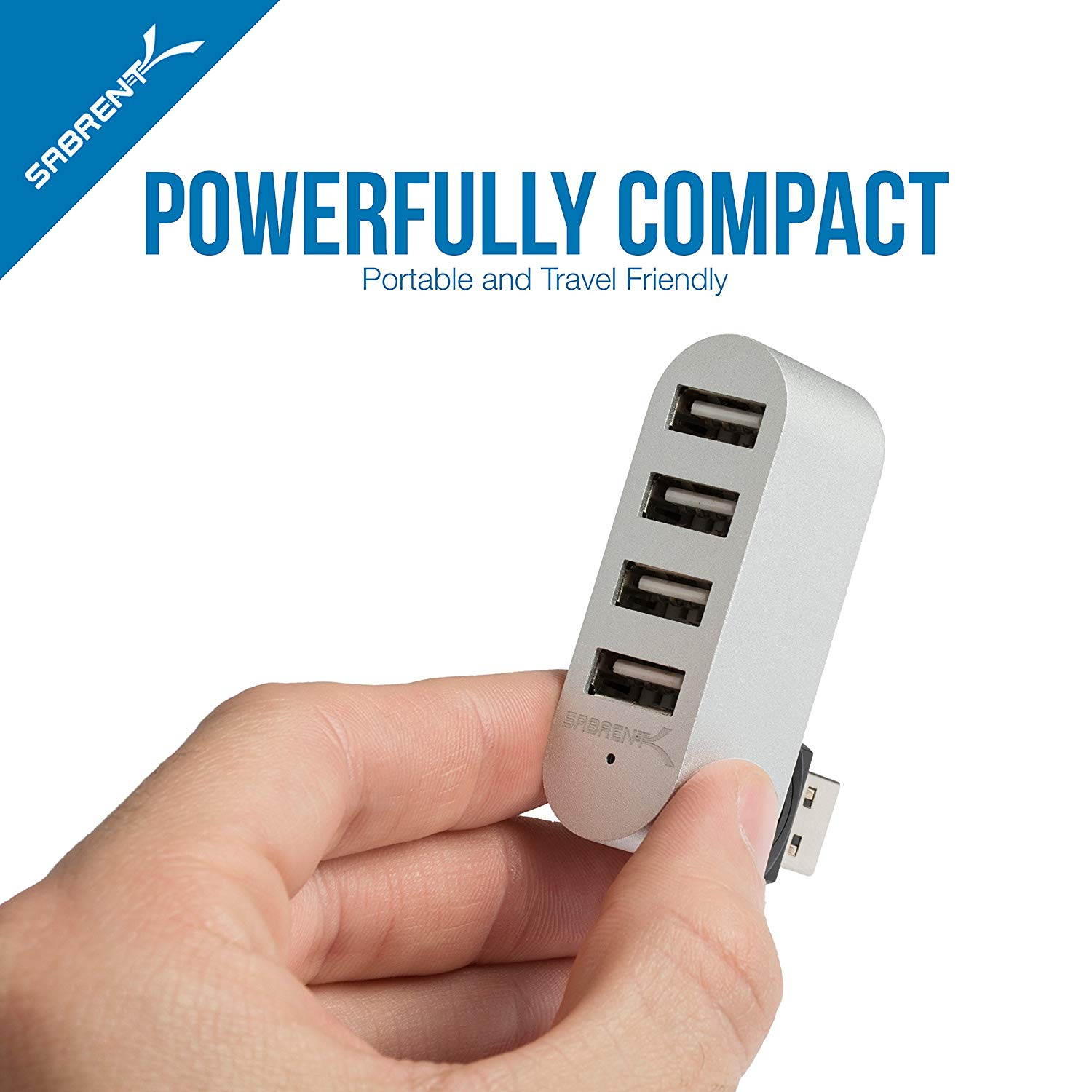 Sabrent Premium 4 Port Aluminum Mini USB 2.0 Hub [90&deg;/180&deg; Degree Rotatable] (HB-UMMC)