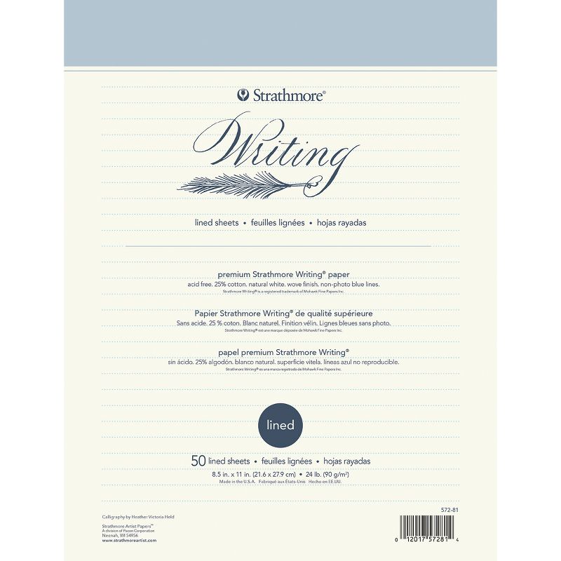 Strathmore Writing Pad Lined 8.5"X11"-50 Sheet 24lb Natural White