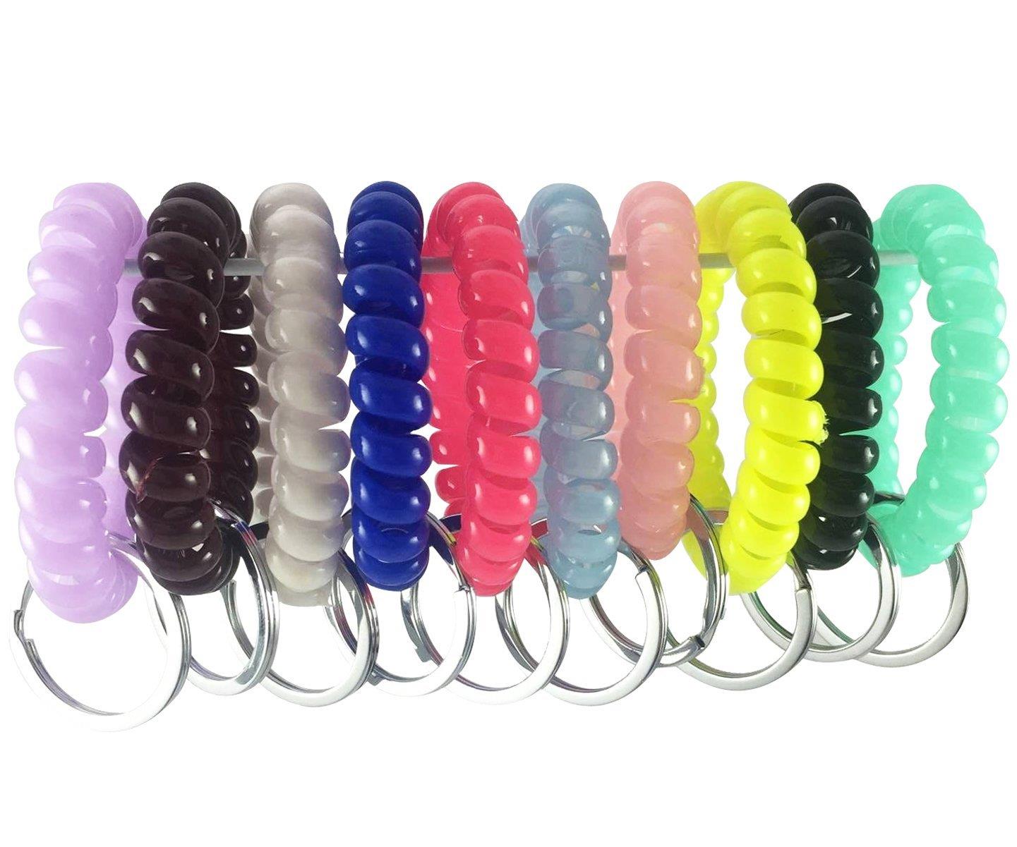 YAKA 20PCS Mix-colour Plastic Stretchable Spring Coil Key Chain-Spiral Coil Wrist Keychain for Office, Workshop, Shopping Mall, Sauna and Outdoor Activities Place (4)