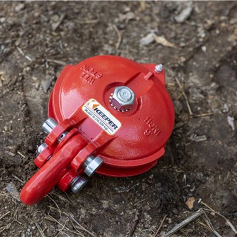 Keeper KWA14650 36000 Pound Weight Capacity Heavy Duty Cast Iron Winch Snatch Pulley Block with Connectors for Straps and Chains & Grease Fitting, Red