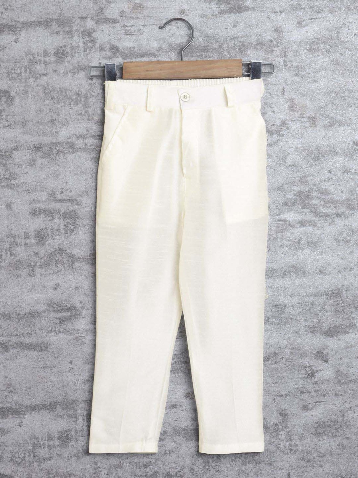 Ahhaaaa Kids White Embellished Full Sleeves Sherwani Set