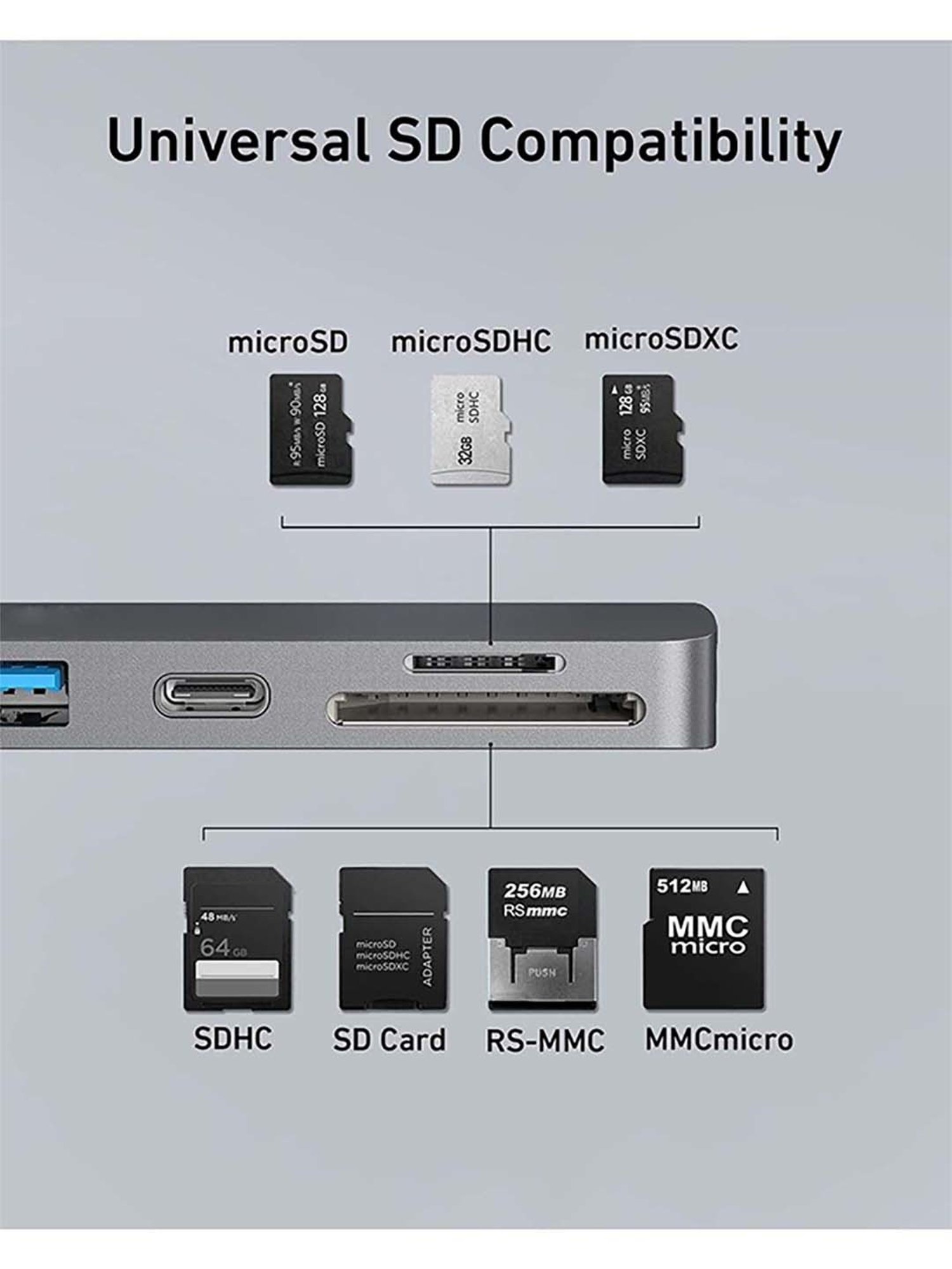 EYNK 7 in 2 USB C Thunderbolt 3.0 Aluminum Docking Hub (Steel Grey)