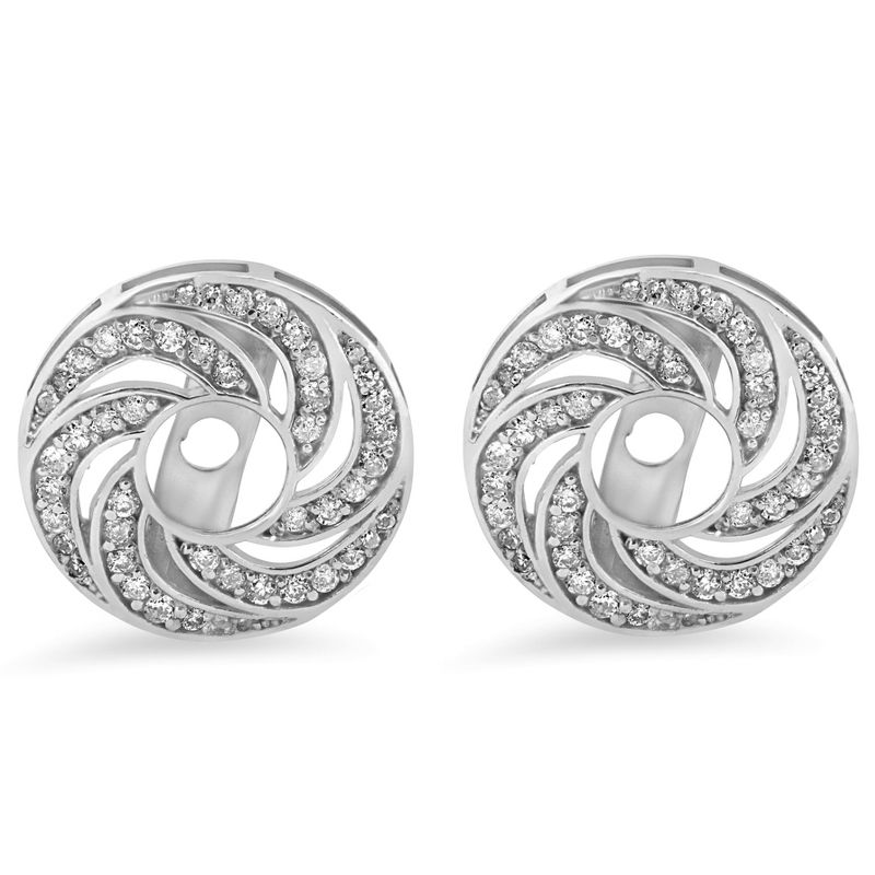 Pompeii3 Women's 1/2ct Diamond Earring Halo Jackets Solid 14k White Gold (up to 4mm)